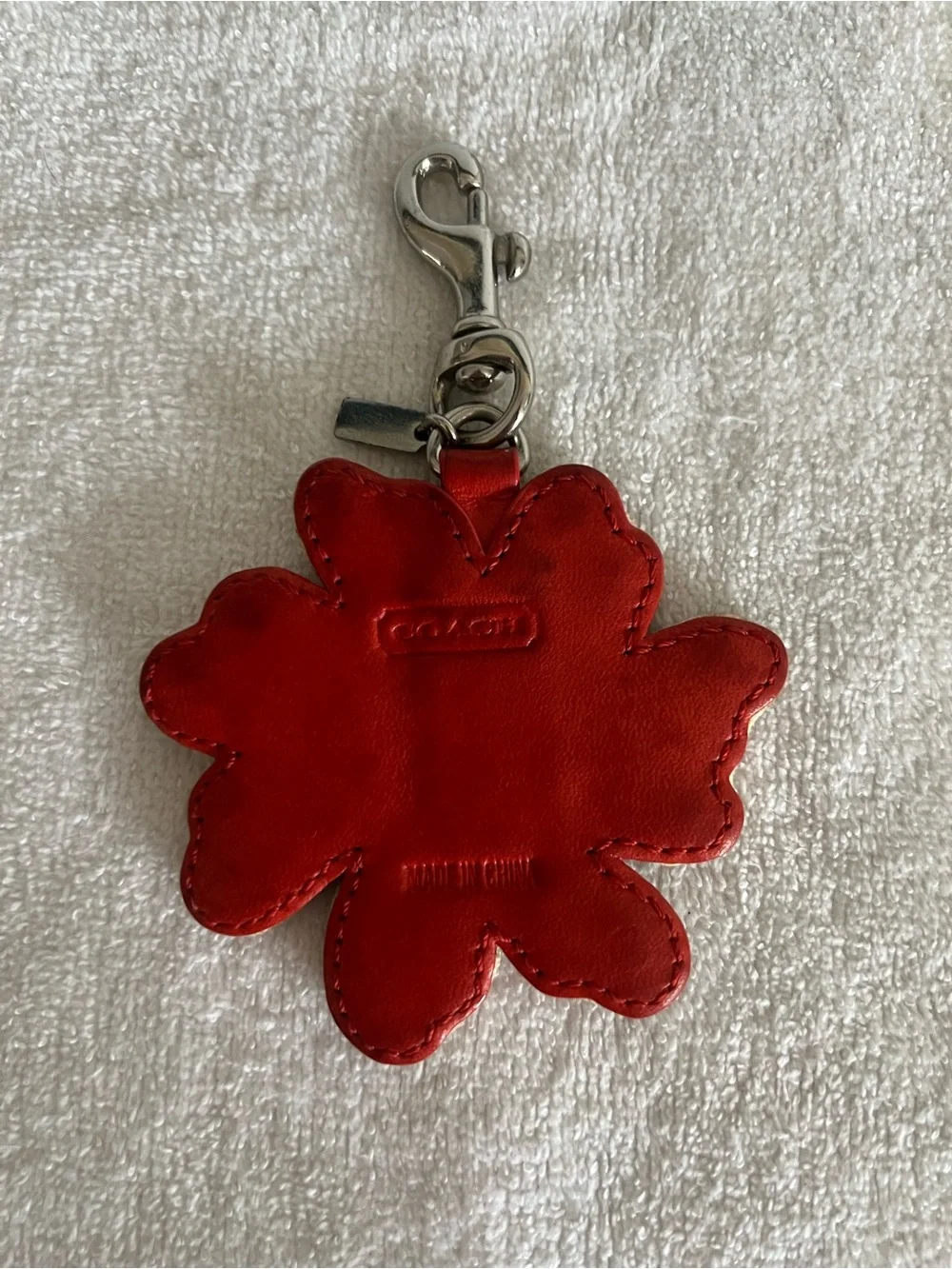 Coach Poppy Floral Embroidered Keychain Charm